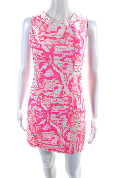 Lilly Pulitzer Womens Pink Printed Crew Neck Sleeveless Shift Dress Size 00