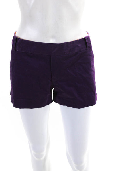 Tory Burch Womens Dark Purple Cotton Mid Rise Mini Shorts Size 4