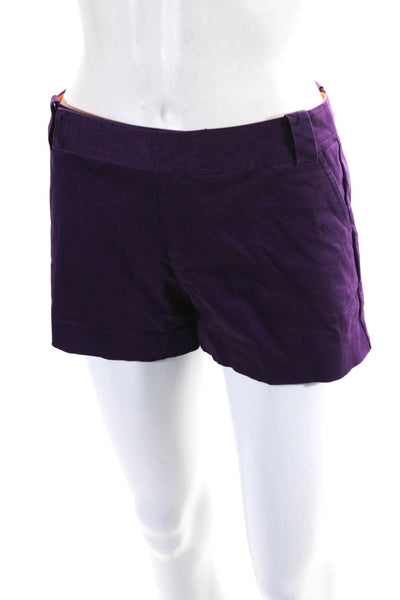 Tory Burch Womens Dark Purple Cotton Mid Rise Mini Shorts Size 4