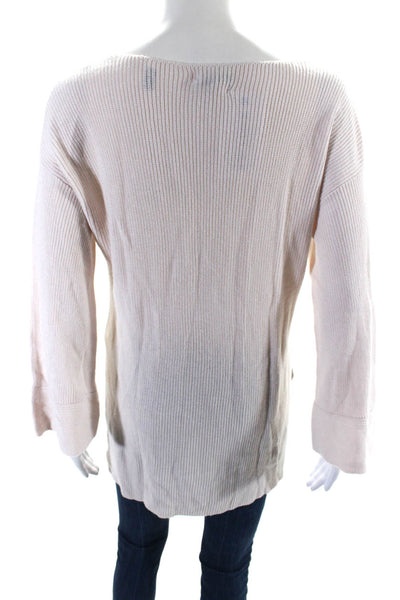 ATM Womens Pink Cotton Blend V-Neck Long Sleeve Pullover Sweater Top Size XS