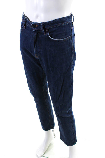 Incotex Mens Dark Washed Buttoned Zipped Straight Leg Jeans Blue Size EUR32