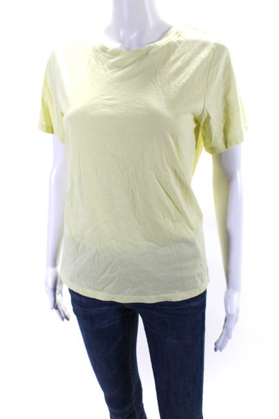 Eileen Fisher Womens Cotton Jersey Short Sleeve Crewneck T-Shirt Yellow Size S