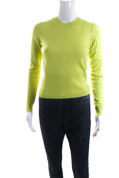 Hermes Womens Long Sleeves Crew Neck Sweater Green Wool Blend Size Large