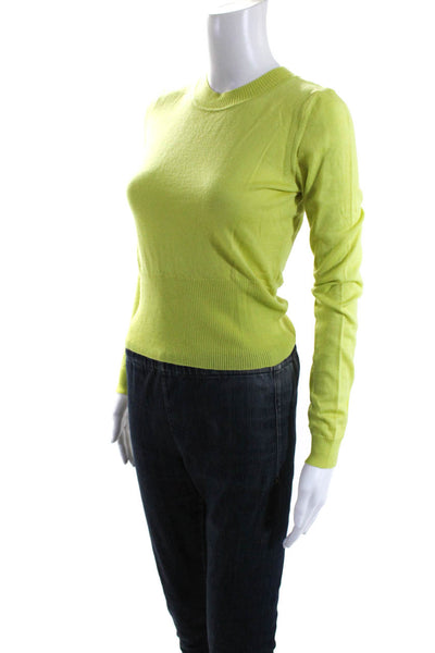 Hermes Womens Long Sleeves Crew Neck Sweater Green Wool Blend Size Large