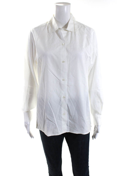 Evelyne De Clercq Womens Long Sleeves Button Down Shirt White Size Small