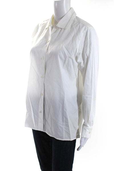 Evelyne De Clercq Womens Long Sleeves Button Down Shirt White Size Small