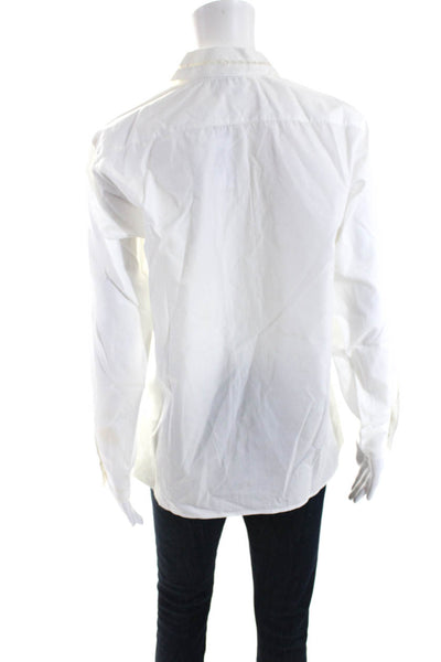 Evelyne De Clercq Womens Long Sleeves Button Down Shirt White Size Small