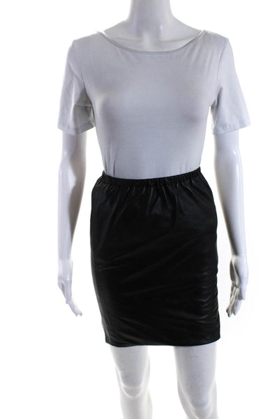 Cashmere Cashmere Womens Leather Mini Pencil Skirt Black Size Extra Small