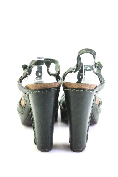 Frye Womens Block Heel Platform Ankle Strap Intertwined Sandals Green Size 10M