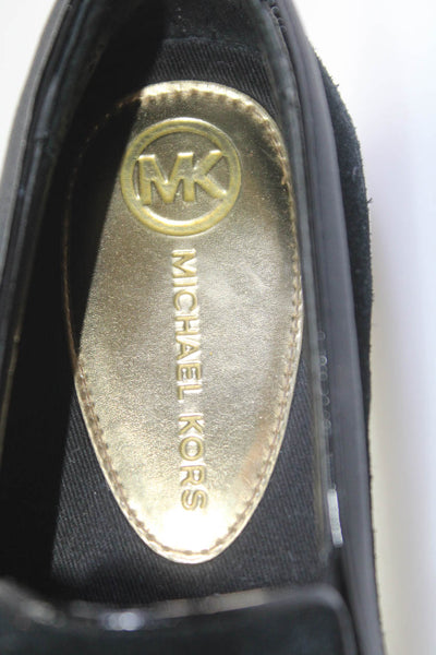 Michael Kors Womens Solid Black Suede Leather Slip On Sneakers Shoes Size 8M