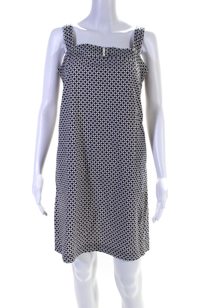 J Crew Womens Cotton Floral Print Square Neck Sleeveless Mini Dress Navy Size 6