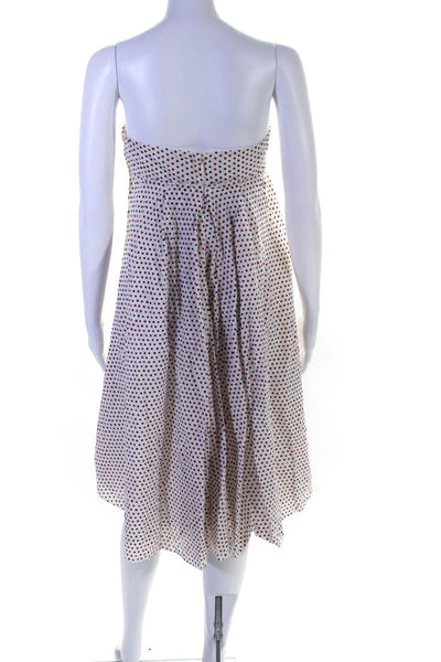 J Crew Womens Cotton Polka Dot Print Strapless Zip Up Dress White Size 4