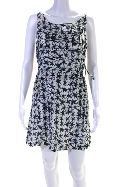 J Crew Womens Cotton Blend Abstract Print Sleeveless Zip Up Dress White Size 6