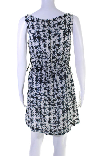 J Crew Womens Cotton Blend Abstract Print Sleeveless Zip Up Dress White Size 6