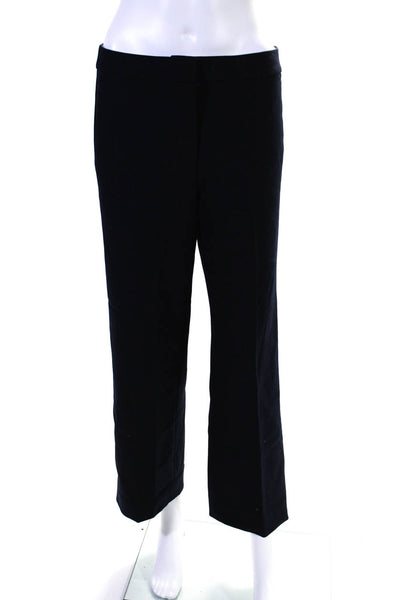 J Crew Womens Wool Blend Hook Closure Mid-Rise Tapered Pants Navy Size 4T