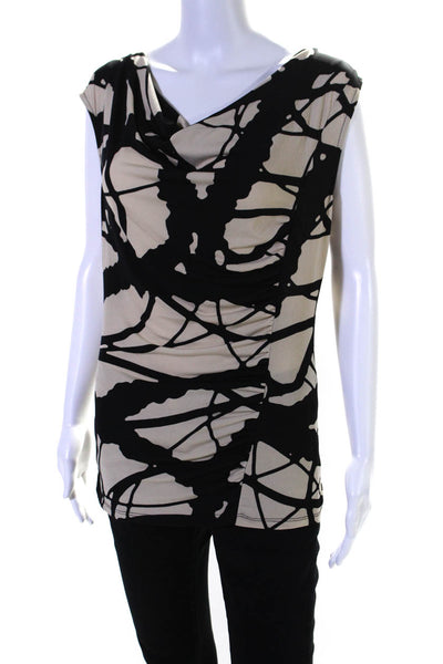 Michael Michael Kors Womens Abstract Cowl Neck Sleeveless Blouse Top Tan Size S
