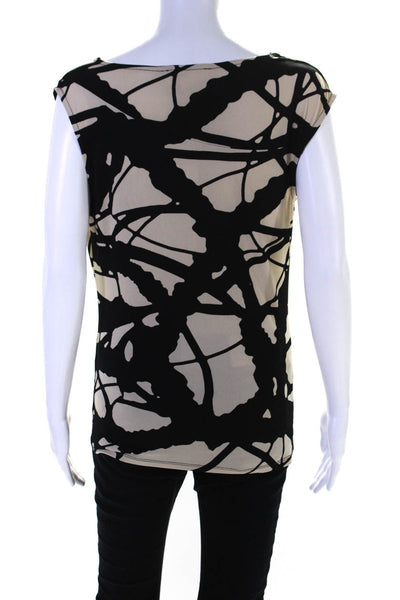 Michael Michael Kors Womens Abstract Cowl Neck Sleeveless Blouse Top Tan Size S