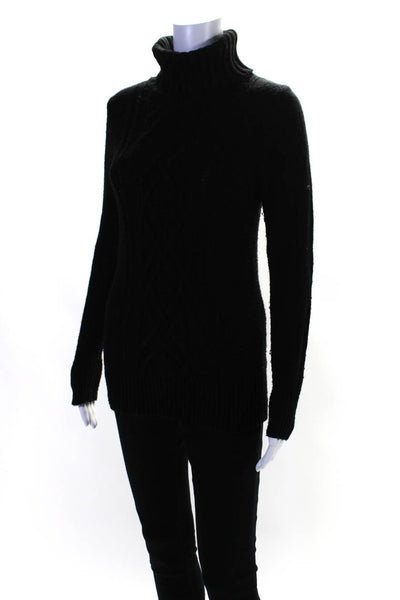 J Crew Womens Wool Blend Cable Knit Pullover Turtleneck Sweater Top Black Size S