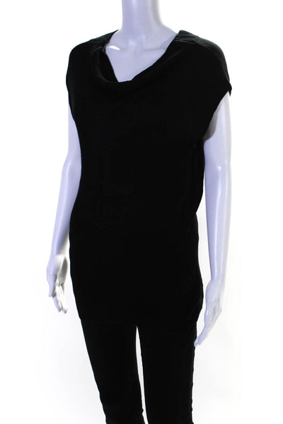 Vince Womens Round Neck Sleeveless Pullover Knit Blouse Top Black Size M