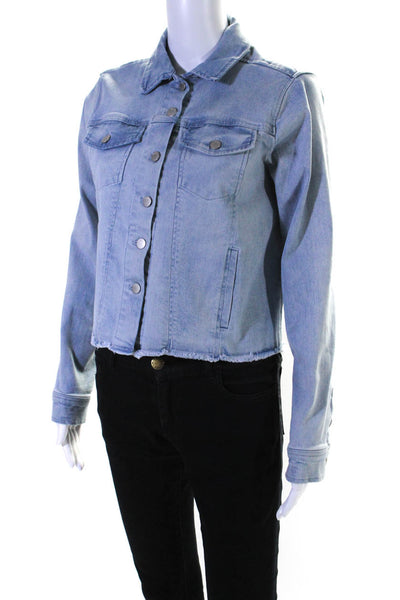 Ecru Women's Collared Long Sleeves Medium Wash Button Up Jean Jacket Size S