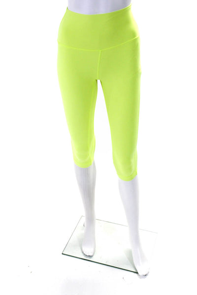 Lululemon Womens Mid Rise Cropped Athletic Leggings Highlighter Yellow Size 0