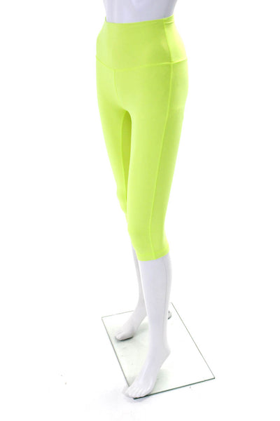 Lululemon Womens Mid Rise Cropped Athletic Leggings Highlighter Yellow Size 0