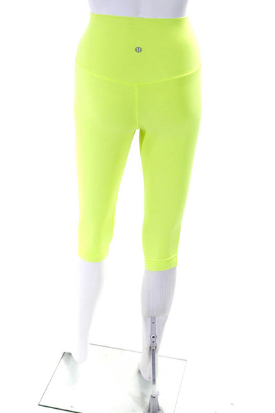 Lululemon Womens Mid Rise Cropped Athletic Leggings Highlighter Yellow Size 0