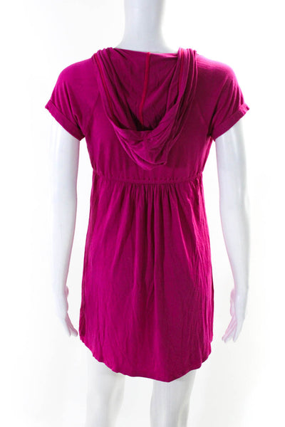 Robin Piccone Womens Fuschia V-Neck Hooded Short Sleeve Mini Dress Size S