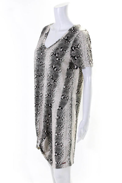 Philanthropy Womens Gray Cotton Snakeskin Print Twist Front T-Shirt Dress Size S