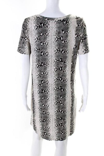 Philanthropy Womens Gray Cotton Snakeskin Print Twist Front T-Shirt Dress Size S