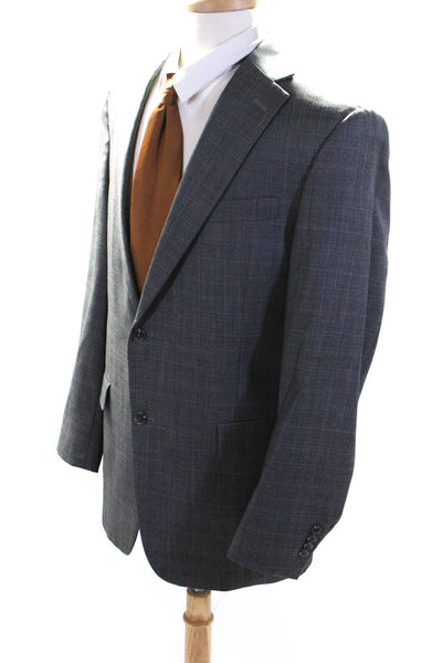 Hart Schaffner Marx Mens Wool Single Breasted Suit Jacket Gray Size 42