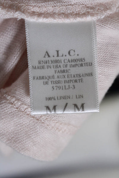 ALC Womens Short Sleeve Round Neck Tee Shirt Pink Linen Size Medium