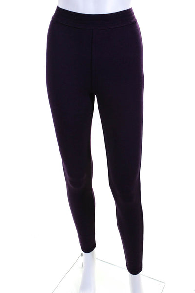 Alaia Womens Elastic Waist High Rise Leggings Purple Wool Blend Size Small