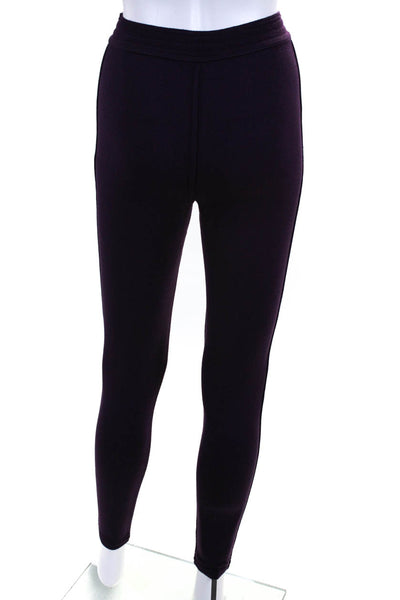 Alaia Womens Elastic Waist High Rise Leggings Purple Wool Blend Size Small