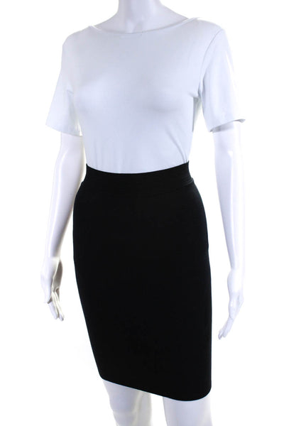 Alaia Womens Pull On Elastic Waist Mini Pencil Skirt Black Wool Size Small