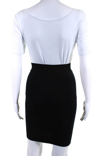 Alaia Womens Pull On Elastic Waist Mini Pencil Skirt Black Wool Size Small