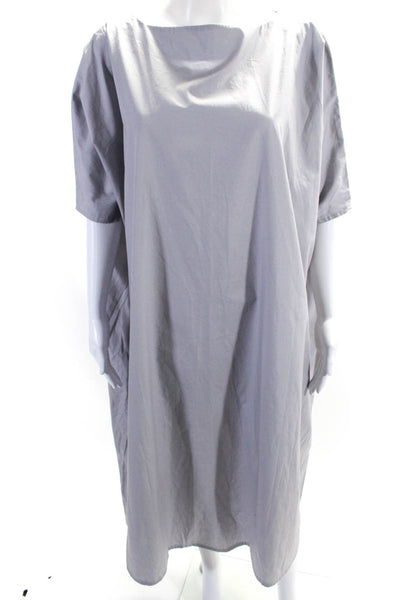 Ben Womens Short Sleeves Full Length Dress Light Stone Gray Cotton Size Large