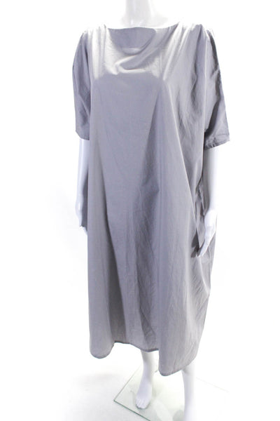 Ben Womens Short Sleeves Full Length Dress Light Stone Gray Cotton Size Large