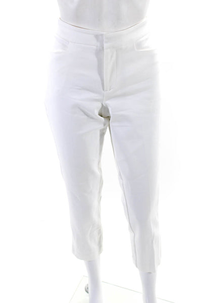 Ecru Womens Solid White Cotton High Rise Slit Straight Leg Pants Size 4