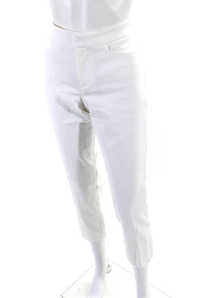 Ecru Womens Solid White Cotton High Rise Slit Straight Leg Pants Size 4