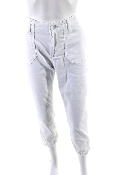 Paige Womens White Cotton Blend High Rise Zip Ankle Jogger Pants Size 27