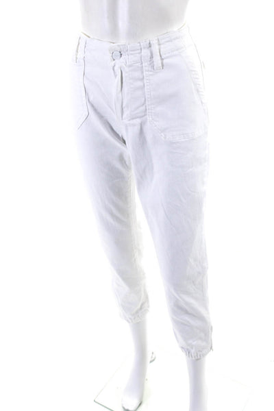 Paige Womens White Cotton Blend High Rise Zip Ankle Jogger Pants Size 27