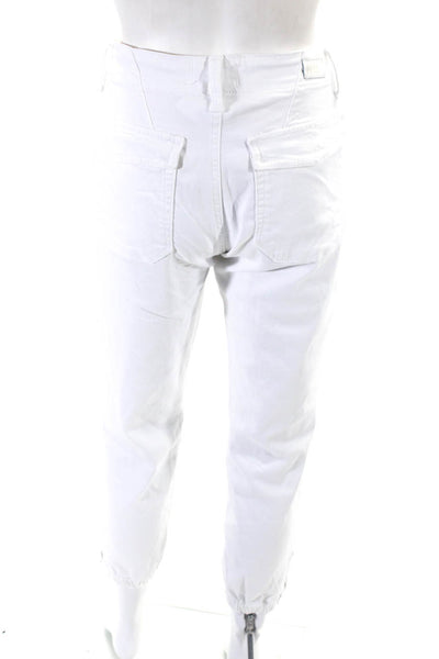 Paige Womens White Cotton Blend High Rise Zip Ankle Jogger Pants Size 27