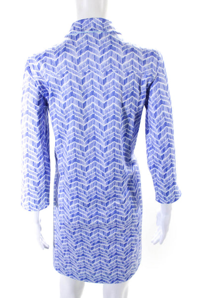 Vineyard Vines Womens Blue Printed Collar Long Sleeve A-Line Dress Size S