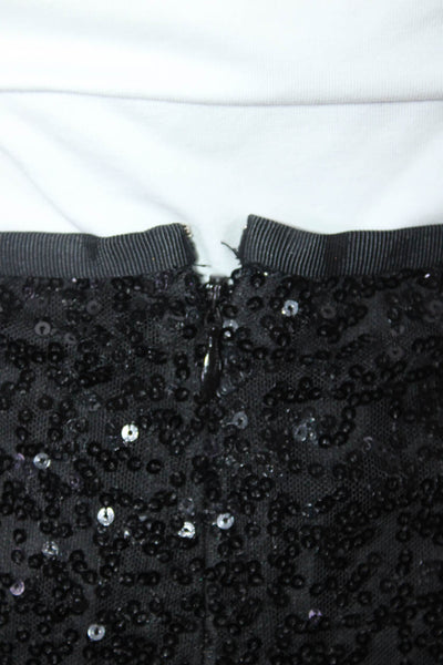 J Crew Womens Black Sequins Zip Back Lined Mini Skirt Size 4