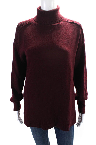 Evereve Womens Dark Red Knit Turtleneck Long Sleeve Pullover Sweater Top Size S