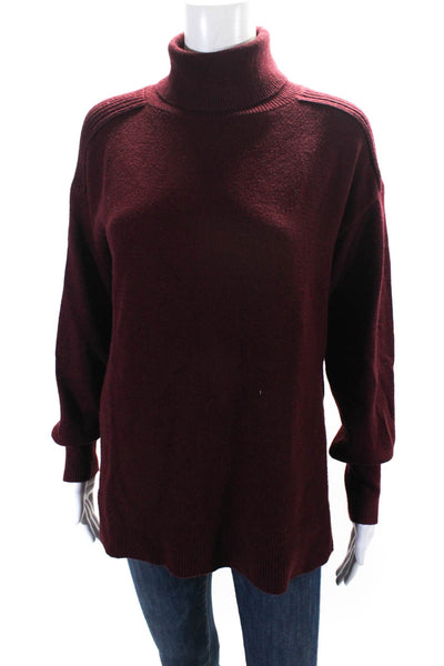 Evereve Womens Dark Red Knit Turtleneck Long Sleeve Pullover Sweater Top Size S