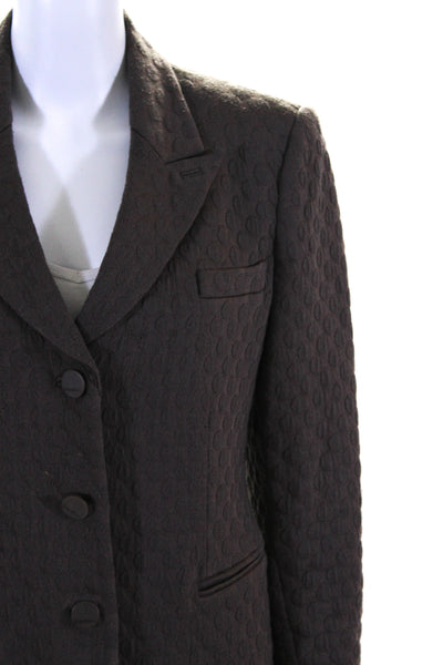 Giorgio Armani Womens Cotton Polka Dot Buttoned Collared Blazer Brown Size EUR50