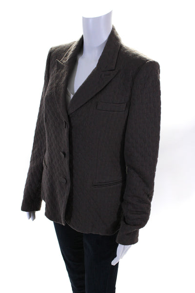 Giorgio Armani Womens Cotton Polka Dot Buttoned Collared Blazer Brown Size EUR50