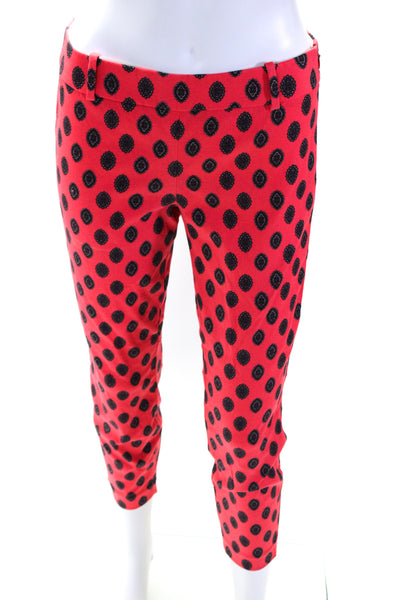 J Crew Womens Cotton Batik Print Mid Rise Capri Minnie Pants Light Red Size 0